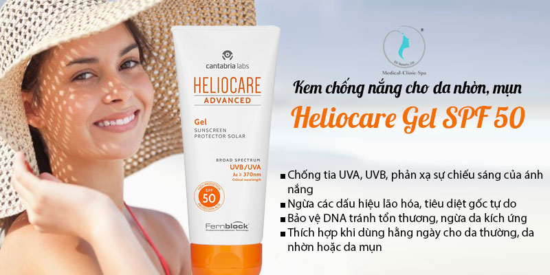 Công dụng của kem chống nắng cho da nhờn, mụn Heliocare Gel SPF 50
