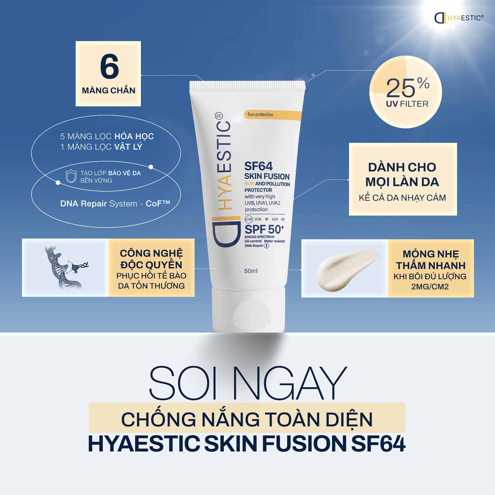 HyAestic Skin Fusion SF64 kem chống nắng thoáng mịn, nhẹ mặt và hỗ trợ phục hồi da (18)